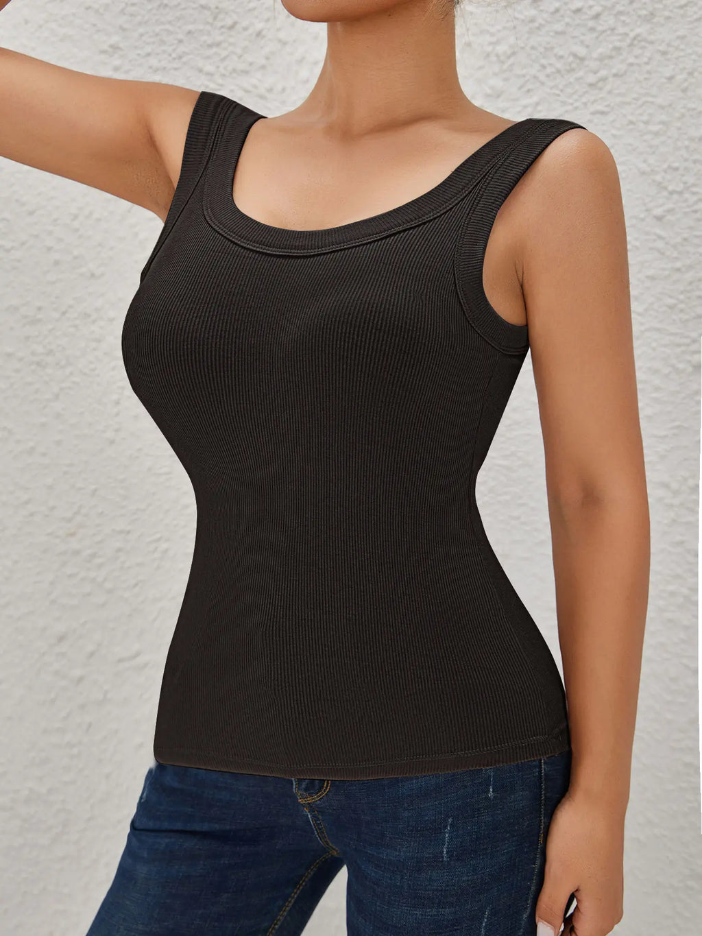 EssElegance Ribbed Workout Tank Top with Built-in Bra for Women