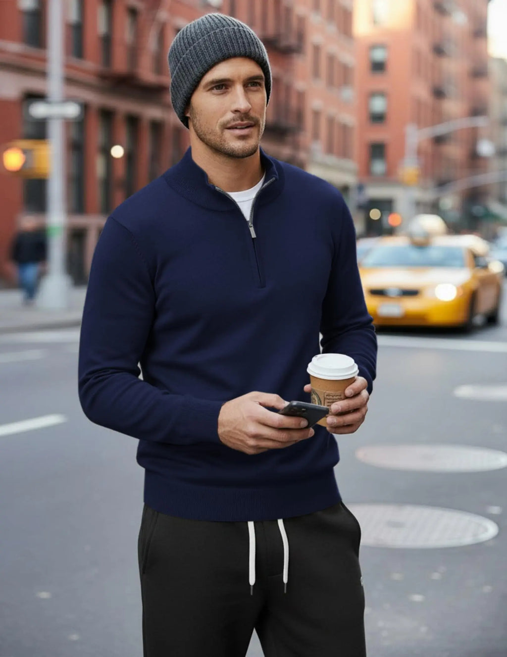 Men’s Quarter Zip Mock Neck Sweater