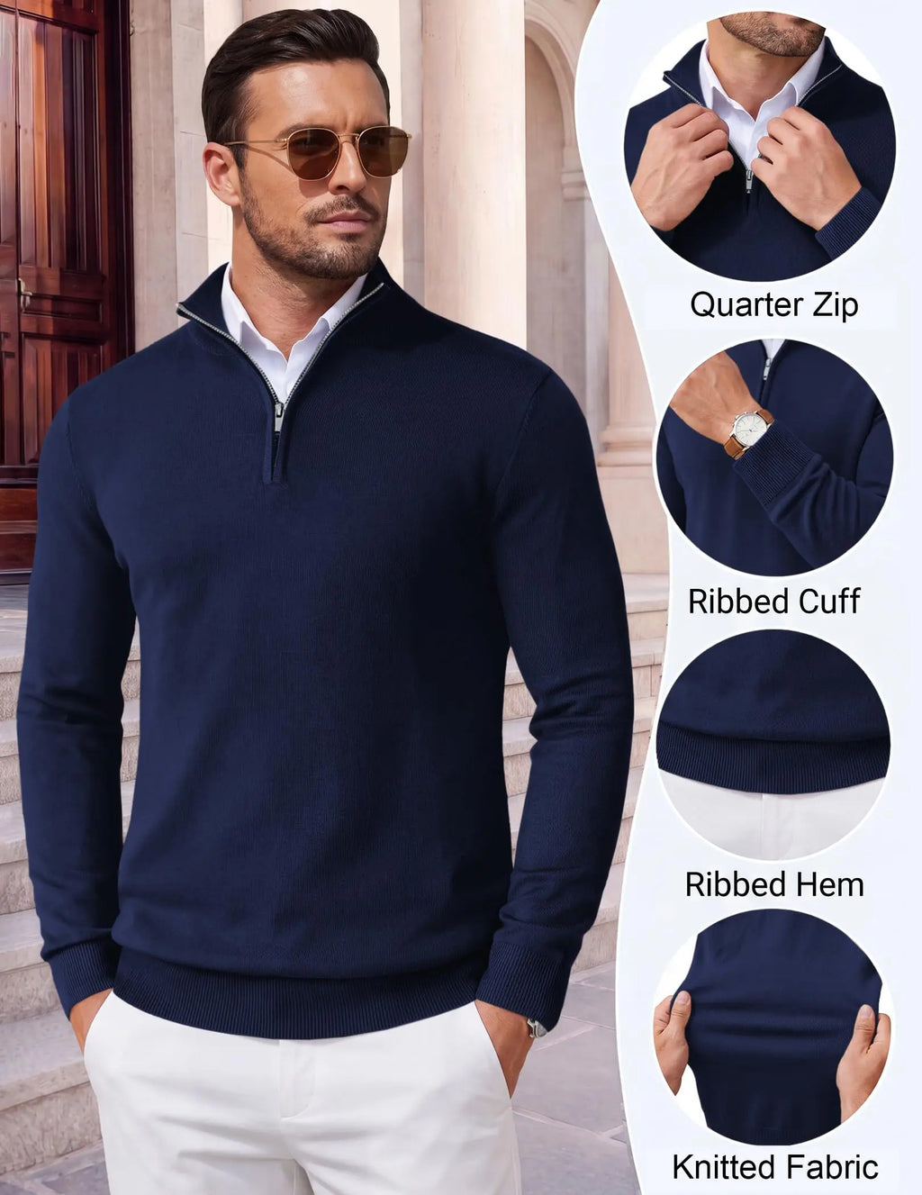 Men’s Quarter Zip Mock Neck Sweater