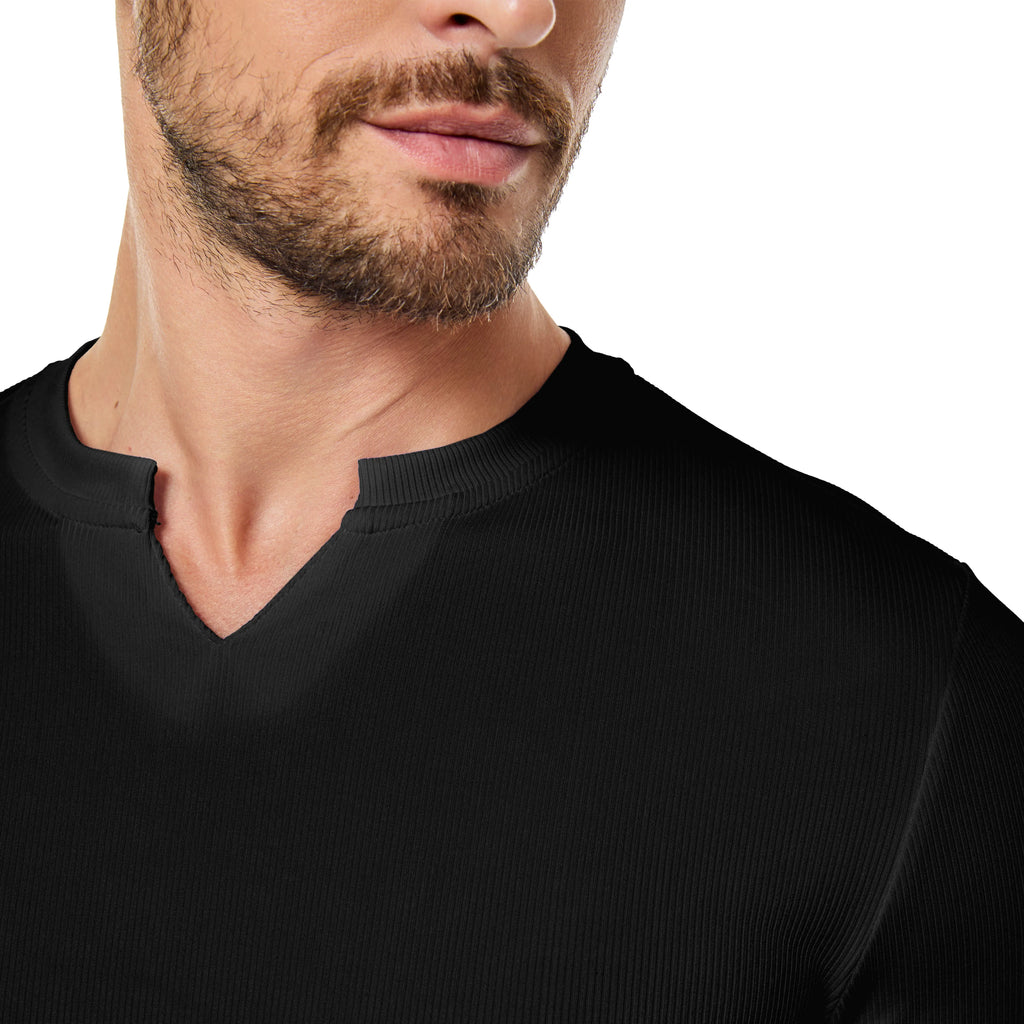 Men's Slim V-Neck Muscle Long Sleeve Tee