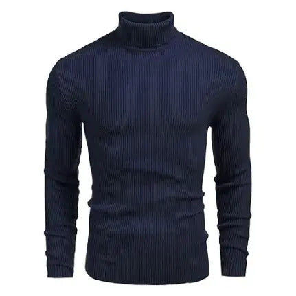 Coofandy Men's Slim Fit Knitted Ribbed Turtleneck Sweater - Acrylic Winter Pullover