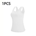 EssElegance Ribbed Workout Tank Top with Built-in Bra for Women
