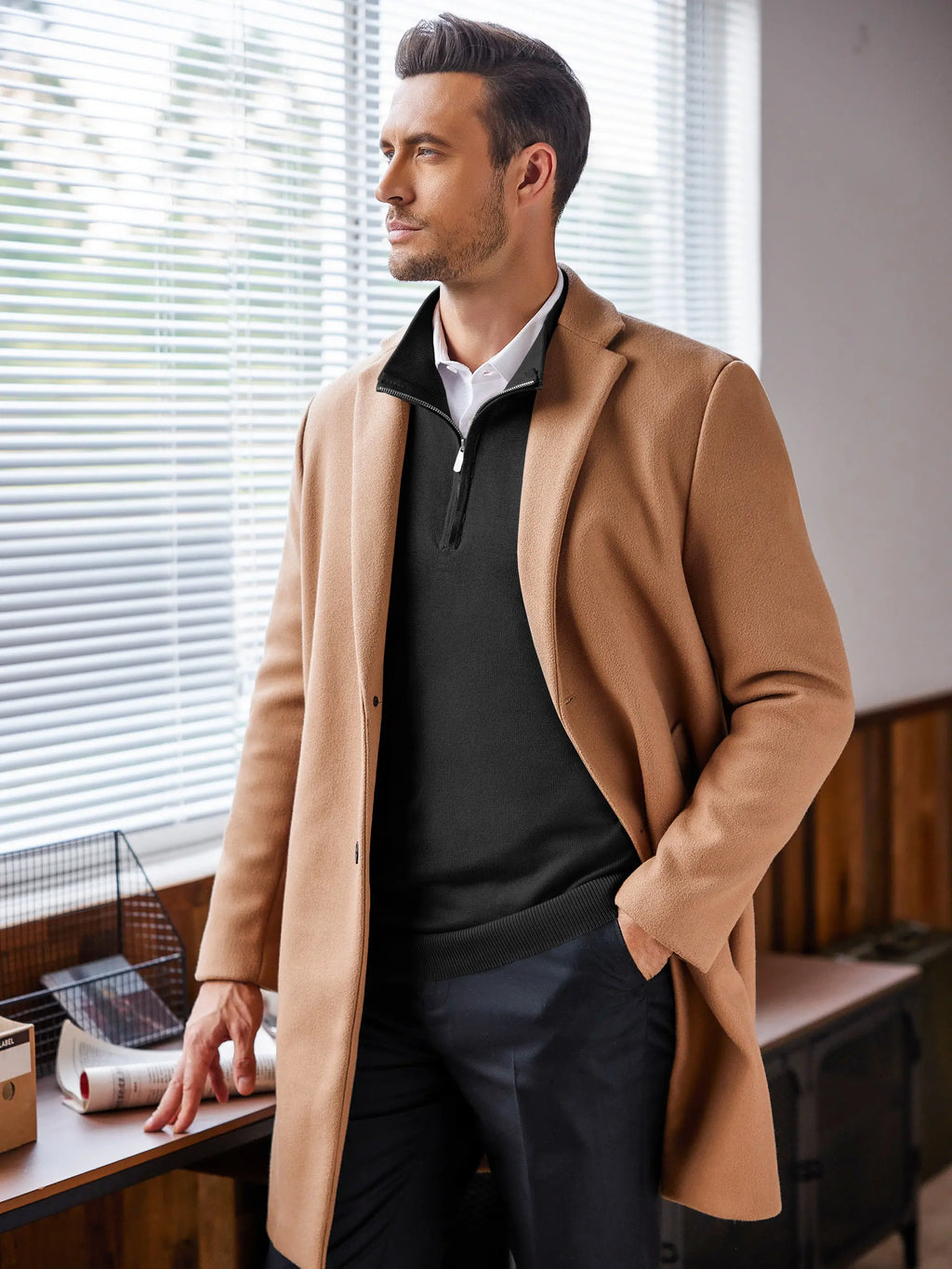 Men’s Quarter Zip Mock Neck Sweater