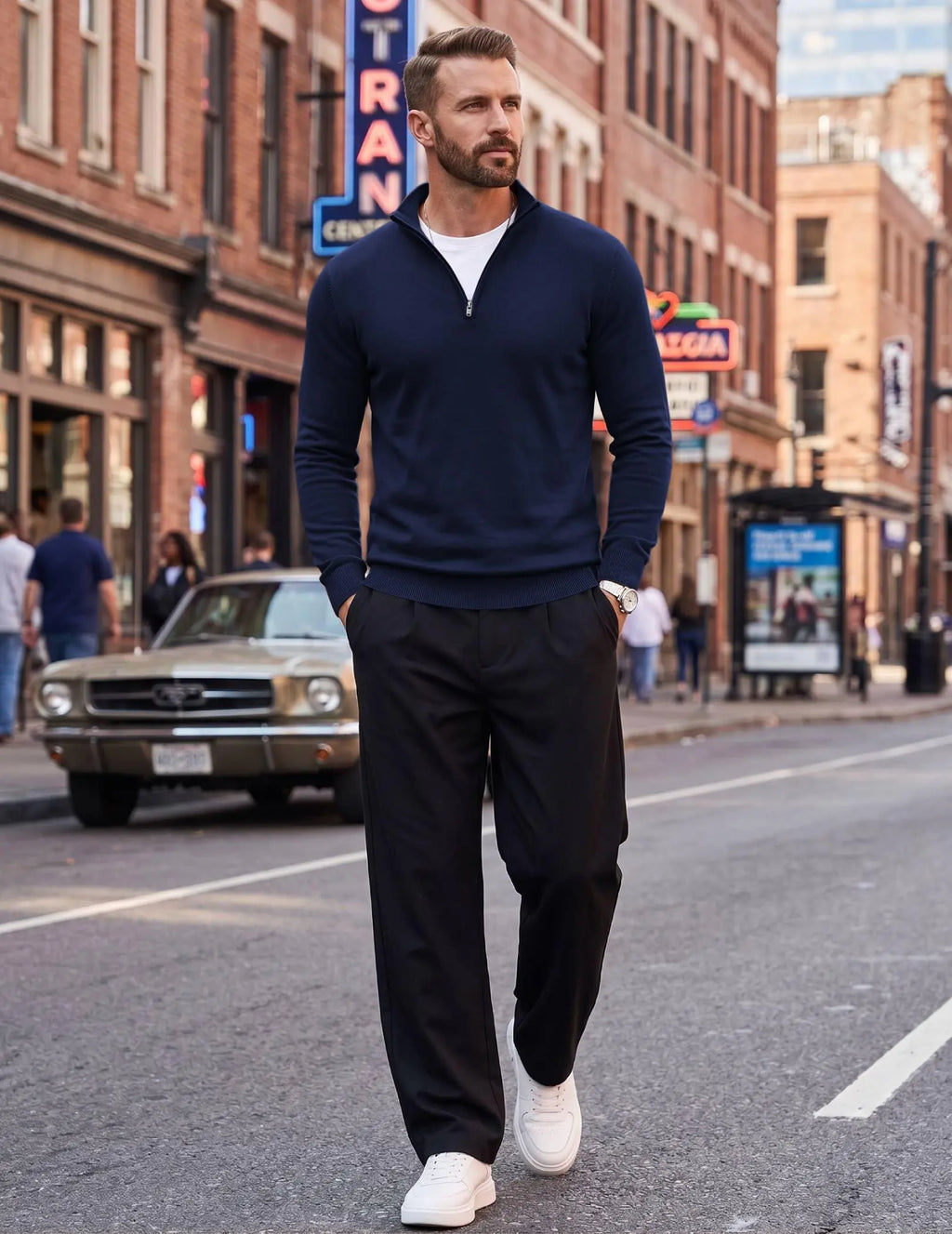 Men’s Quarter Zip Mock Neck Sweater